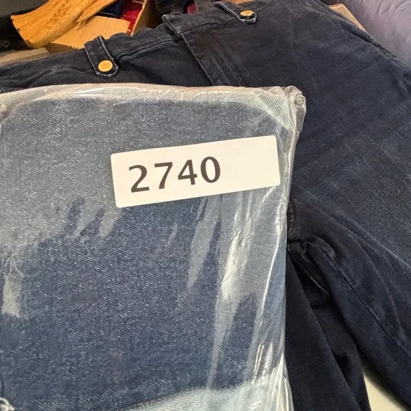 Vintage Patchwork Denim Maxi Skirt Womens 20W Star Stud Blue Front Slit Frayed - Picture 9 of 9